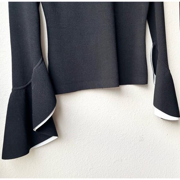 Anthropologie Milly NYC Black Knit Sweater Top Chic French Dramatic Sleeve Med - Picture 4 of 14